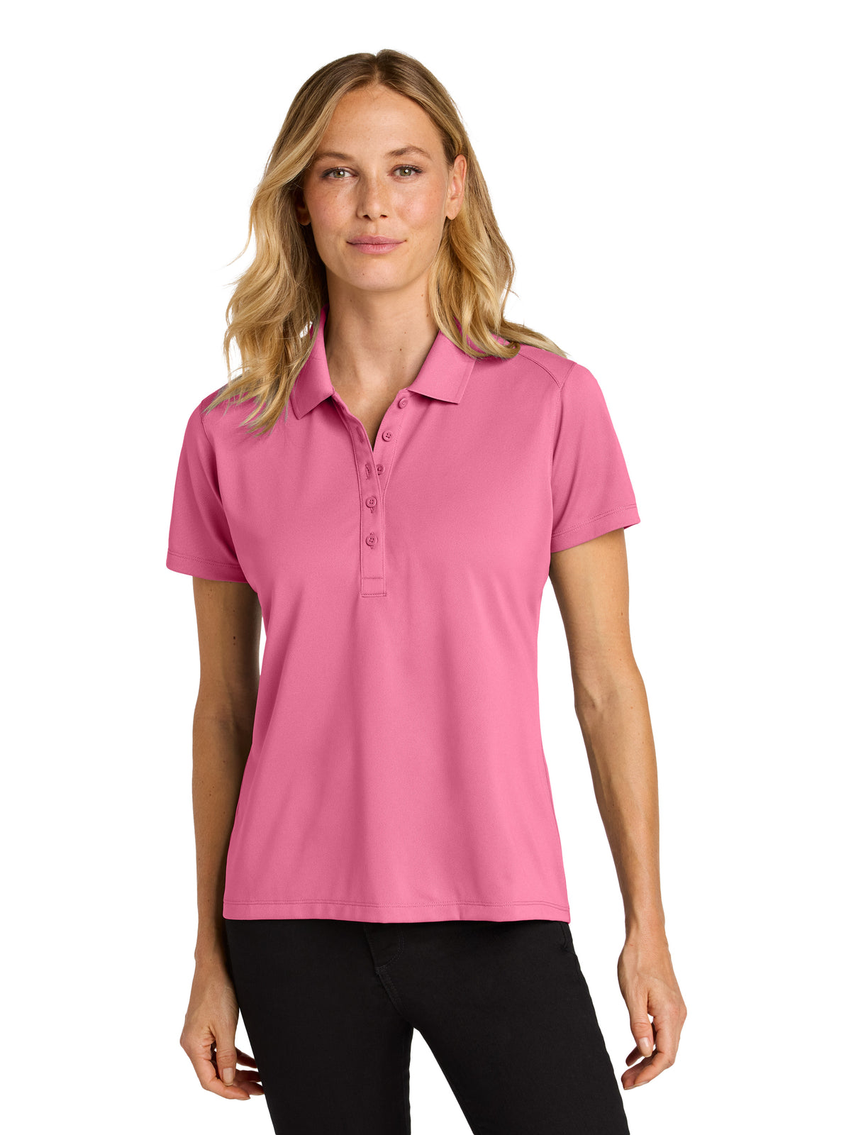 Women's Pocketless Moisture Wicking Polo - LK240 - Awareness Pink