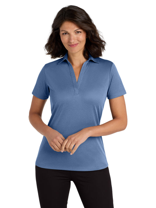 Women's Heathered Silk Touch Performance Polo - LK542 - Moonlight Blue Heather