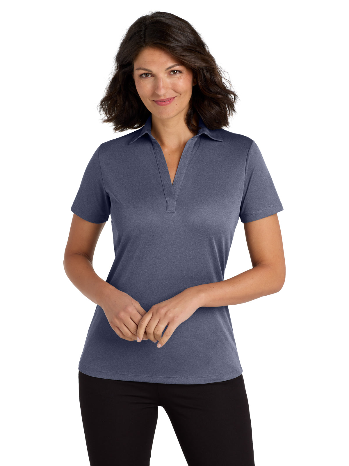 Women's Heathered Silk Touch Performance Polo - LK542 - Navy Heather