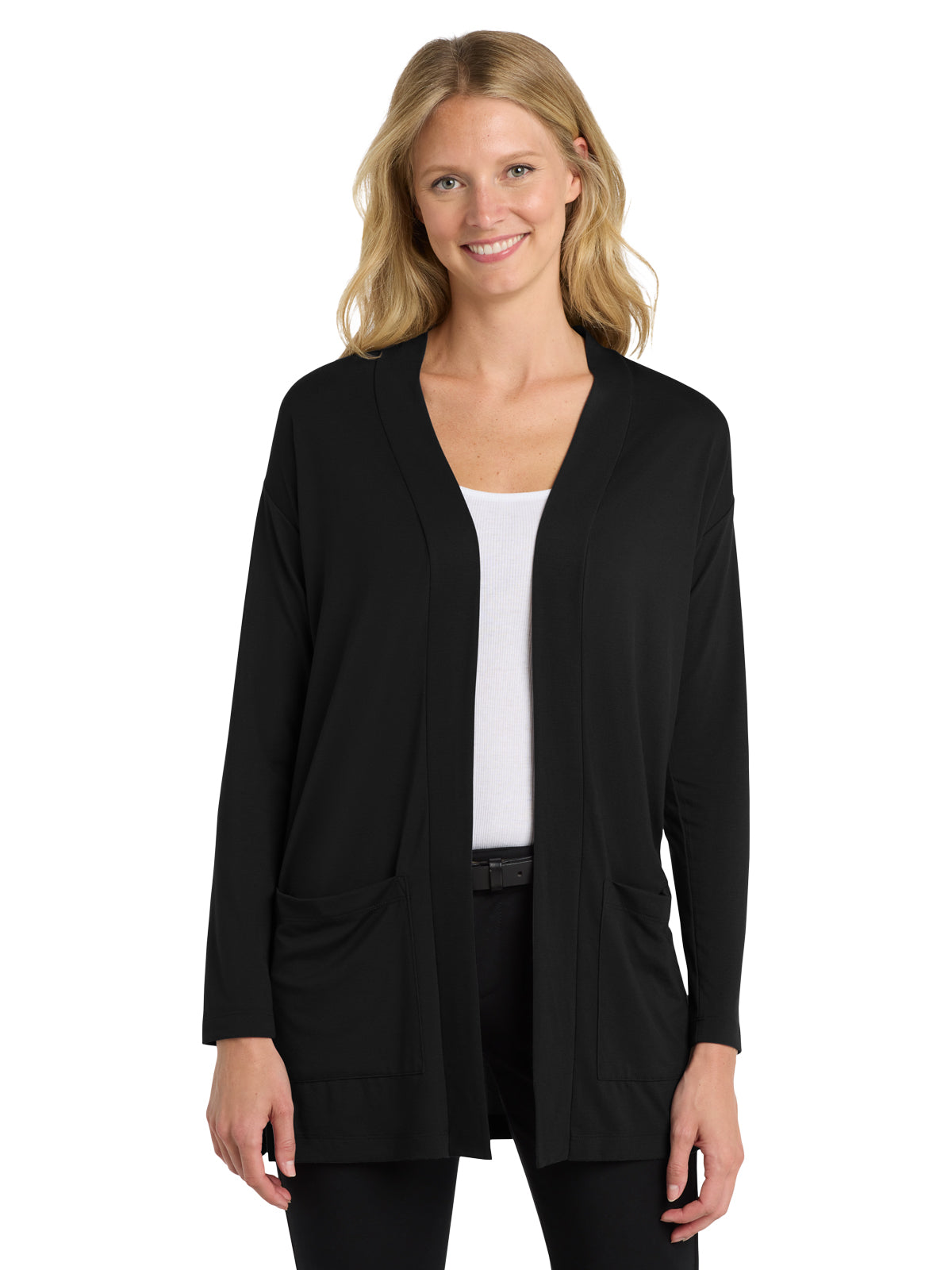 Women's Long Pocket Cardigan - LK5434 - Black