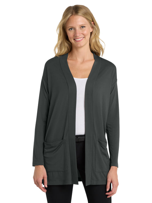 Women's Long Pocket Cardigan - LK5434 - Grey Smoke
