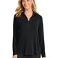 Women's Pocketless Luxe Knit Button Tunic - LK5602 - Deep Black