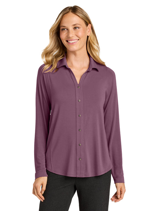 Women's Pocketless Luxe Knit Button Tunic - LK5602 - Purple Mist