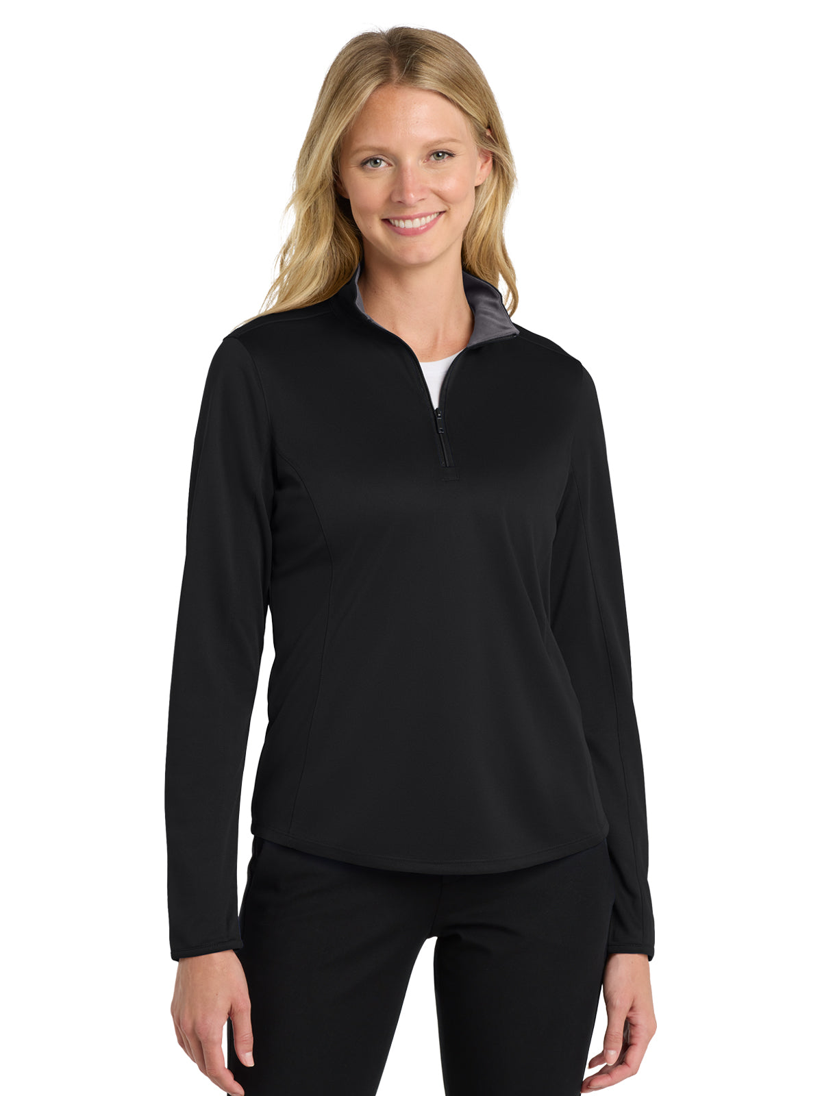 Women's 1/4-Zip Pullover - LK584 - Black/Steel Grey