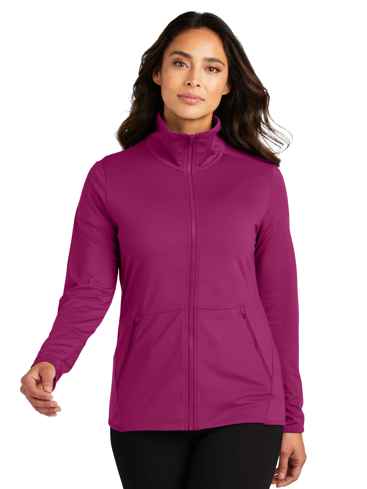 Women's Stretch Fleece Jacket - LK595 - Wine