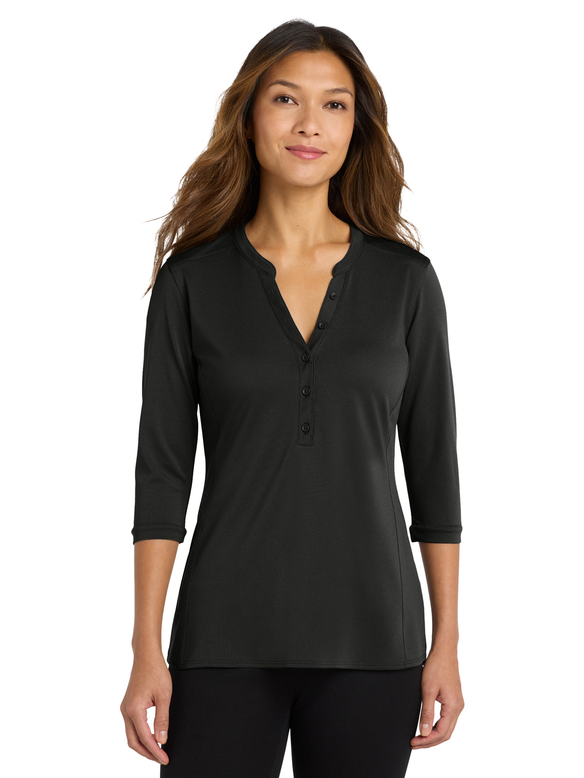 Women's UV Choice Henley Shirt - LK750 - Black
