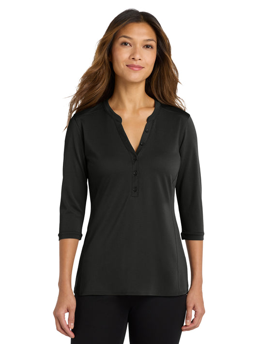 Women's UV Choice Henley Shirt - LK750 - Black