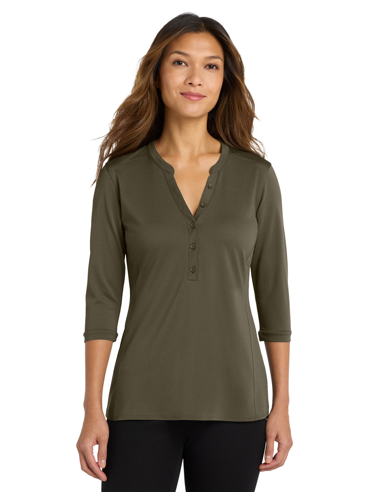 Women's UV Choice Henley Shirt - LK750 - Deep Olive