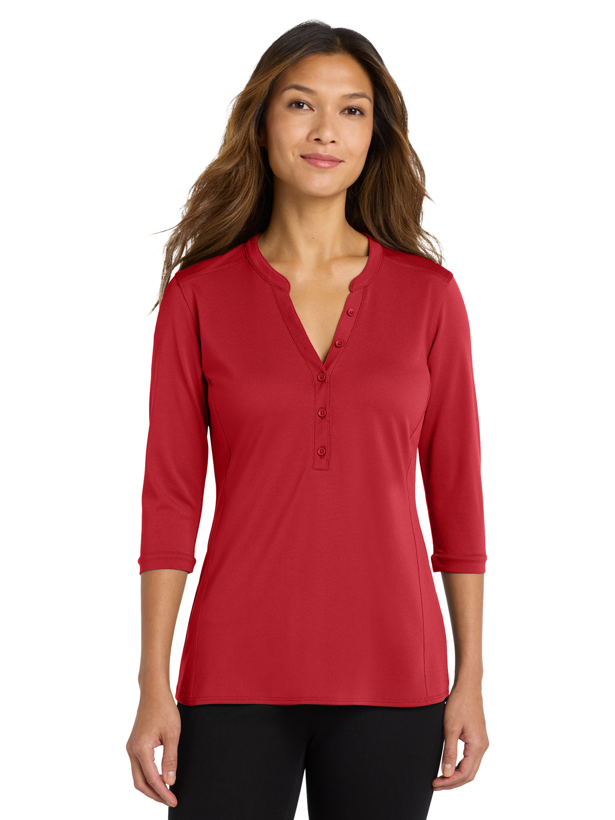 Women's UV Choice Henley Shirt - LK750 - Rich Red