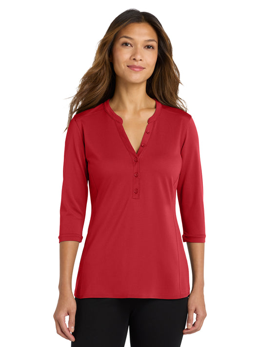 Women's UV Choice Henley Shirt - LK750 - Rich Red