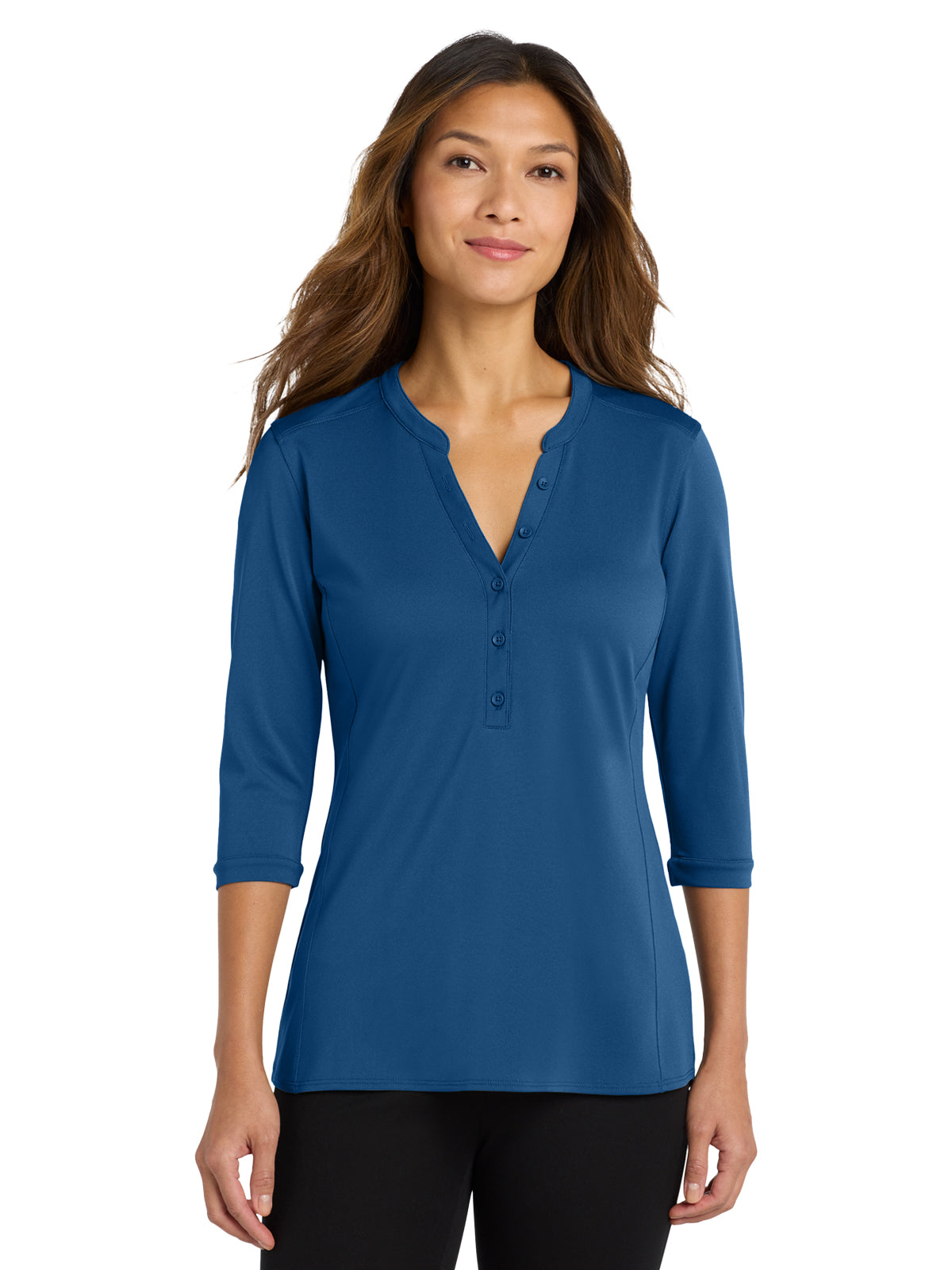 Women's UV Choice Henley Shirt - LK750 - True Blue