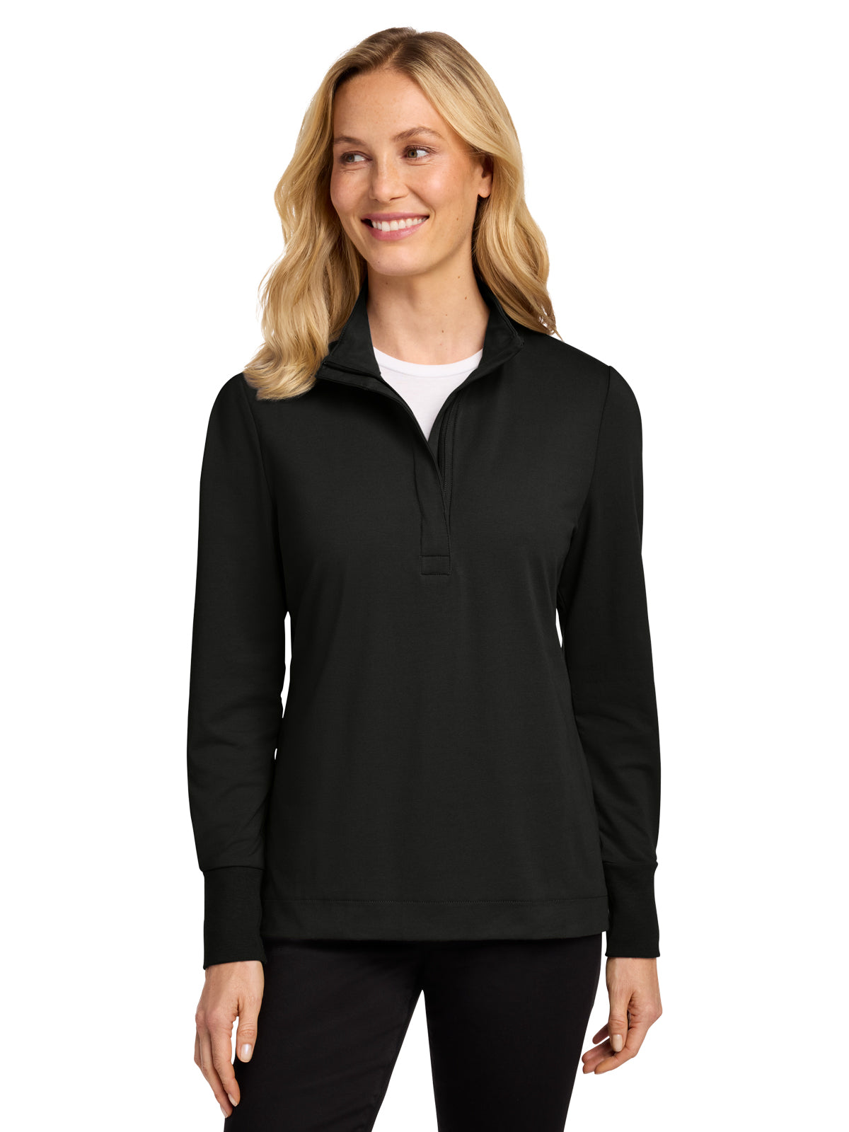 Women's Fairway Stretch 1/4-Zip Pullover - LK829 - Deep Black