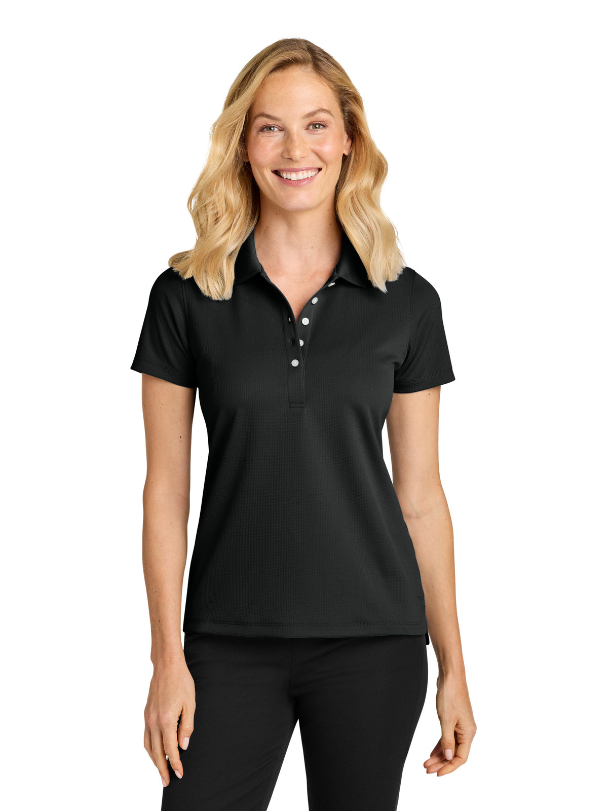 Women’s Dry Zone Stain-Release Grid Polo - LK845 - Deep Black