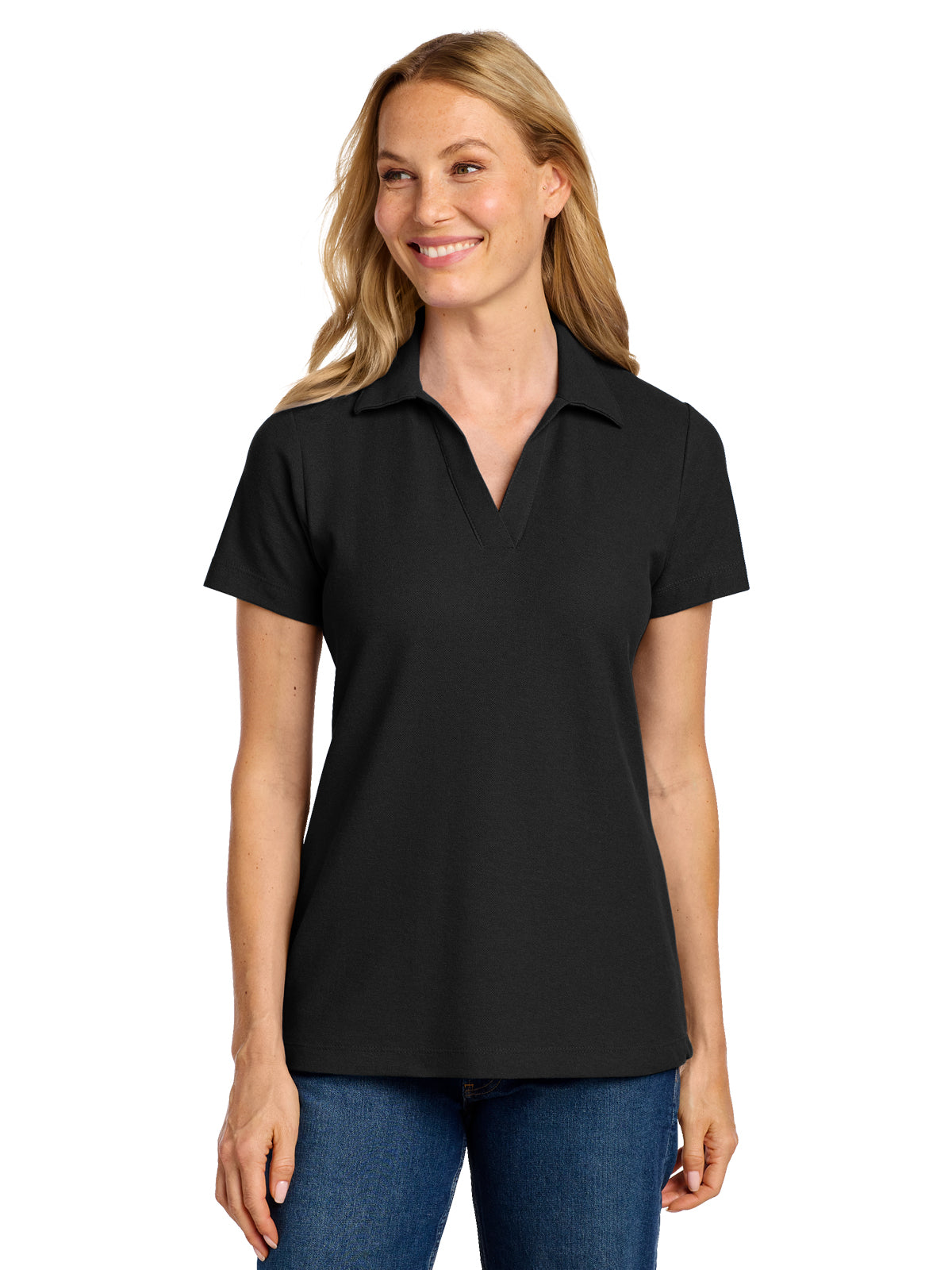 Women's Pique Polo - LK867 - Black