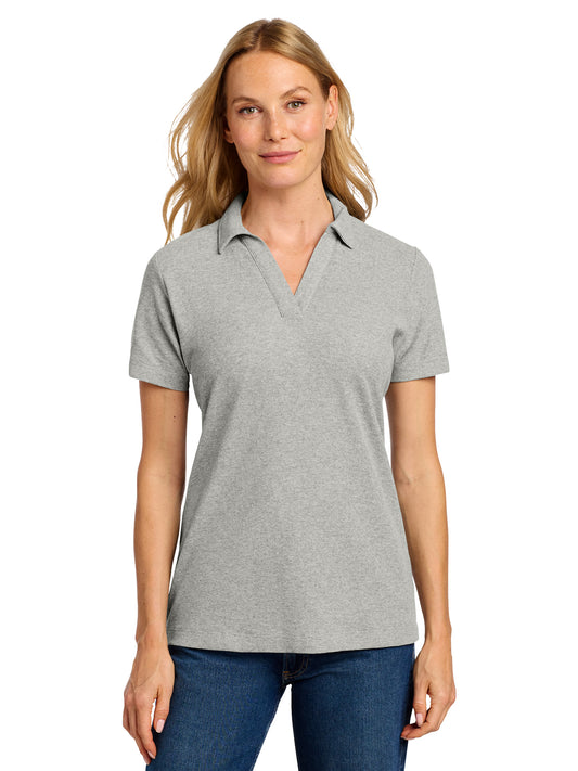 Women's Pique Polo - LK867 - Deep Smoke Heather