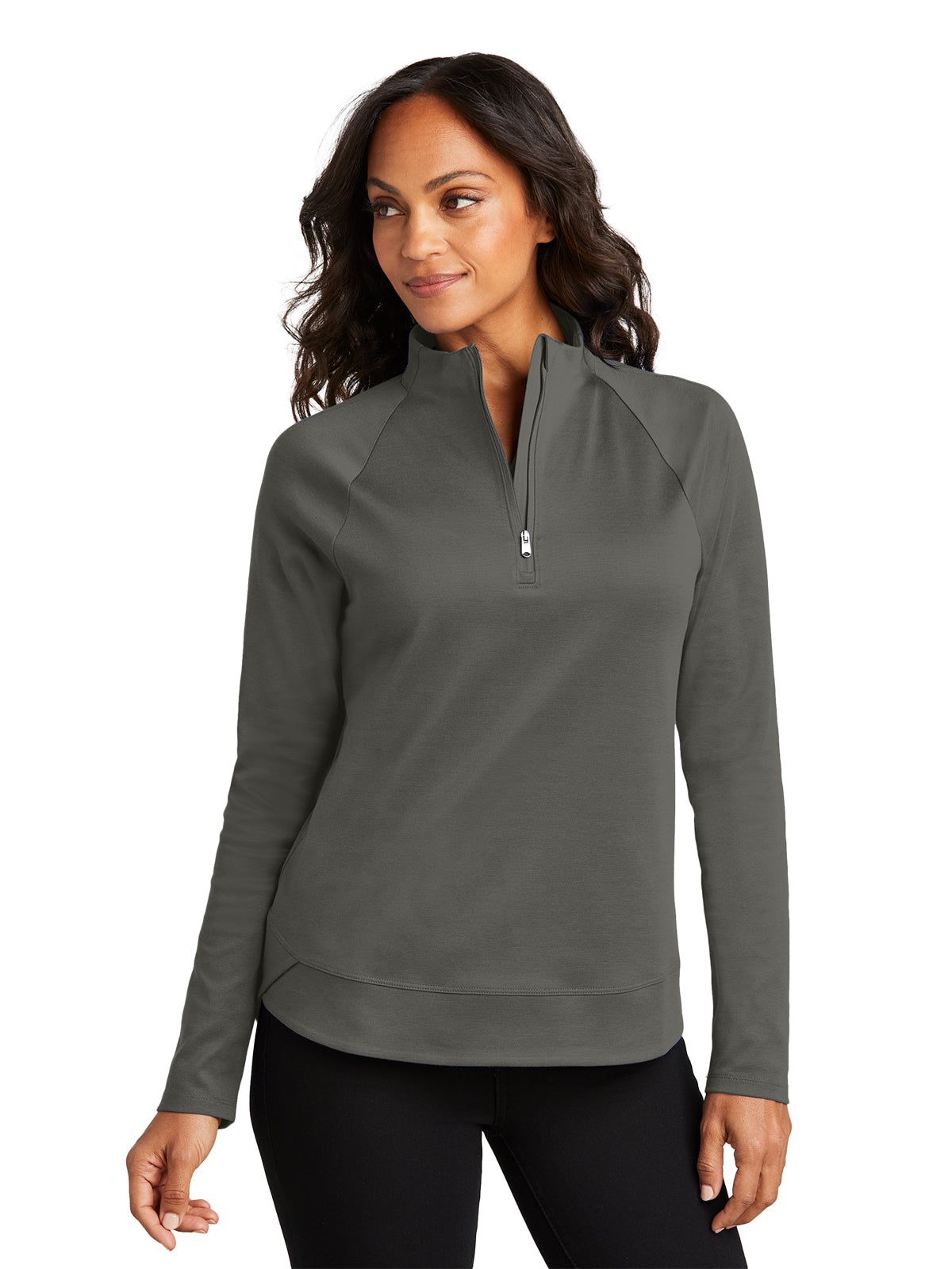 Women's Pocketless Quarter-Zip Sweatshirt - LK870 - Grey Steel