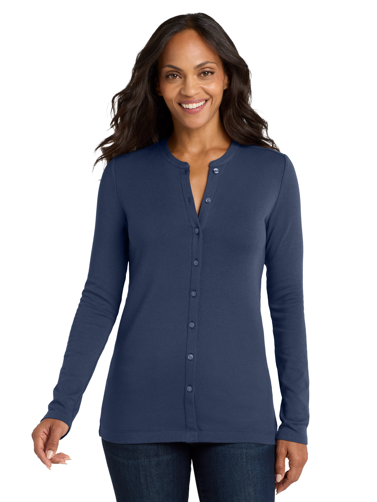 Women's Concept Stretch Button-Front Cardigan - LM1008 - Dress Blue Navy