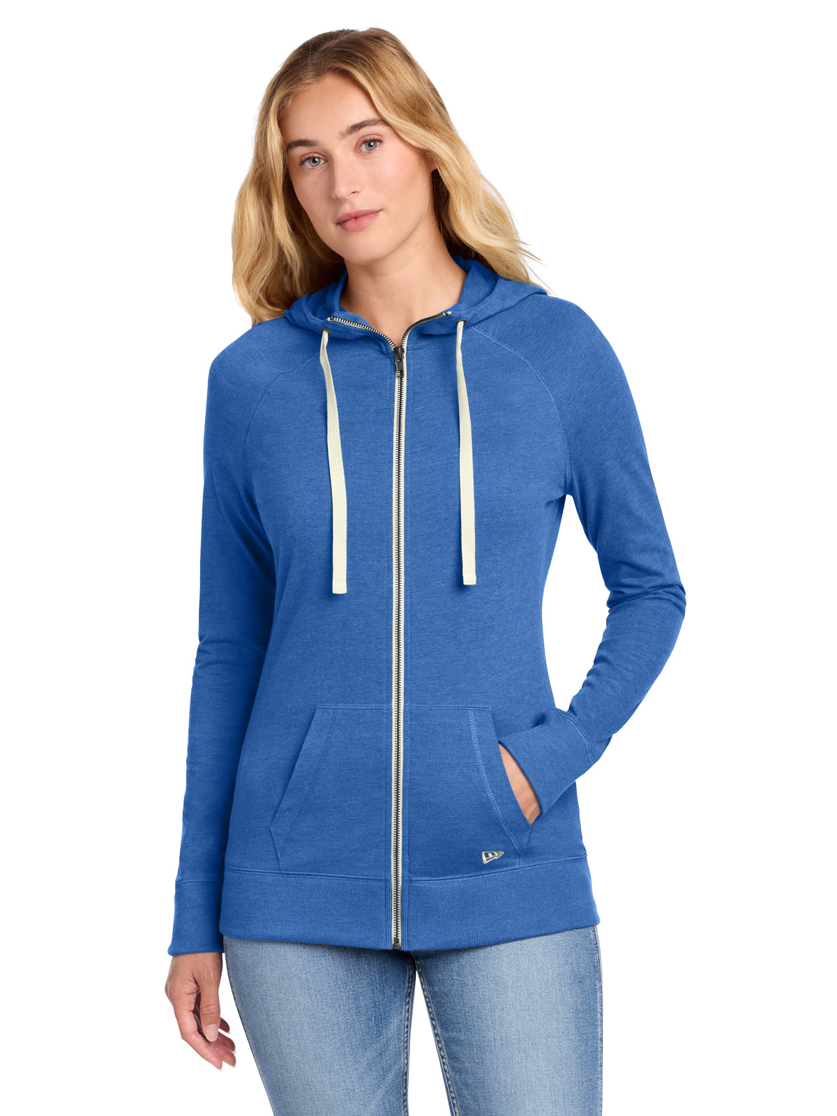 Women's Sueded Cotton Blend Full-Zip Hoodie - LNEA122 - Royal Heather