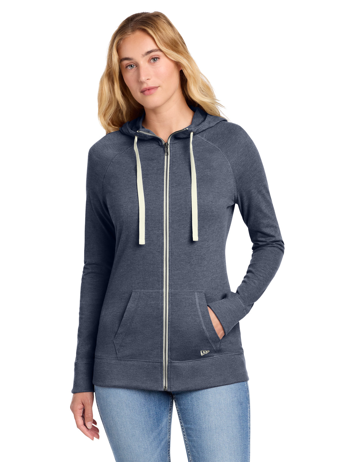 Women's Sueded Cotton Blend Full-Zip Hoodie - LNEA122 - True Navy Heather