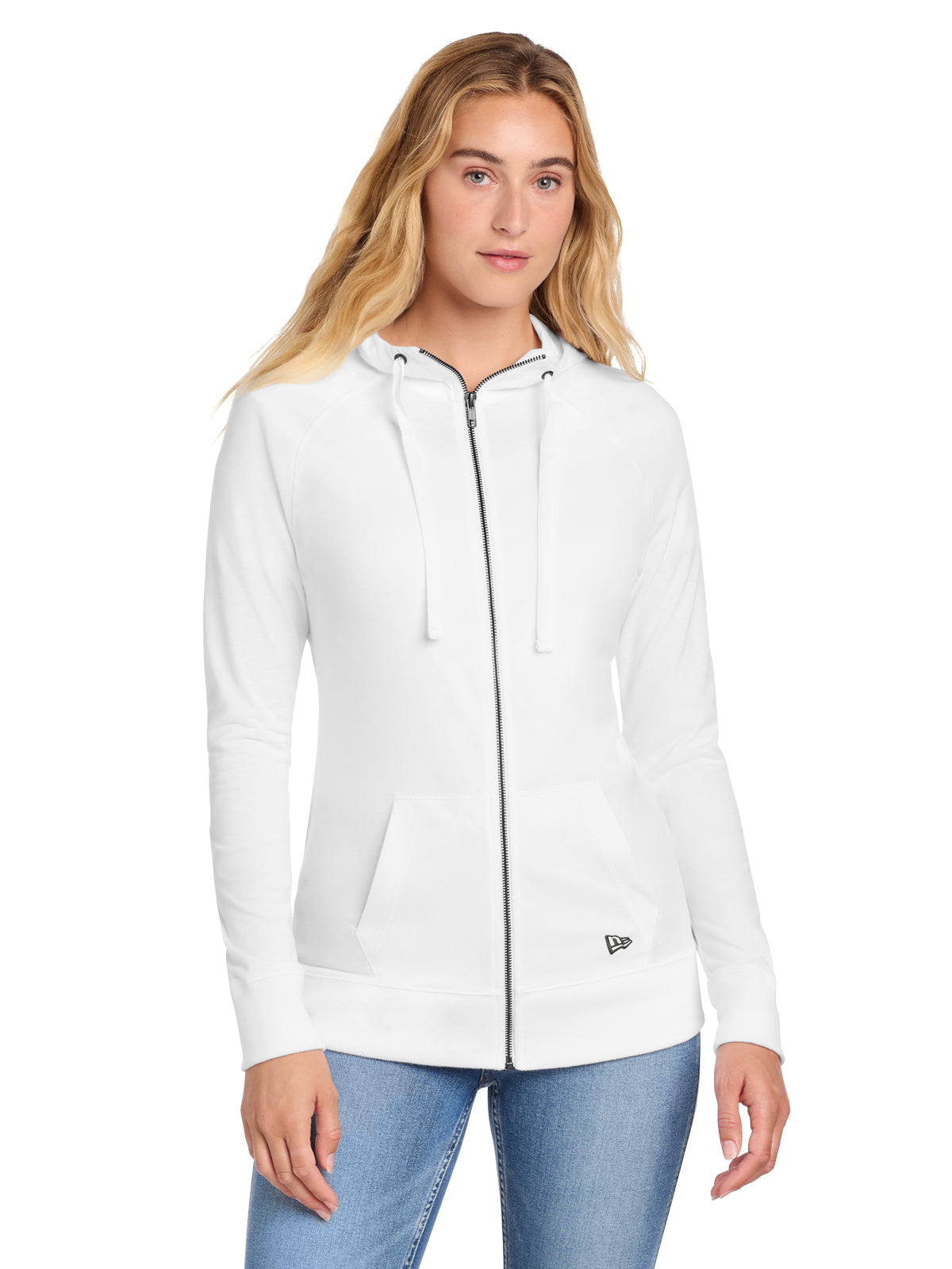 Women's Sueded Cotton Blend Full-Zip Hoodie - LNEA122 - White
