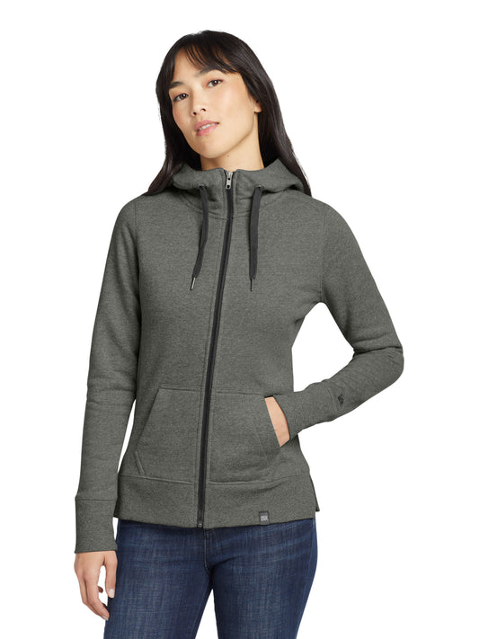 Women's French Terry Full-Zip Hoodie - LNEA502 - Black Twist