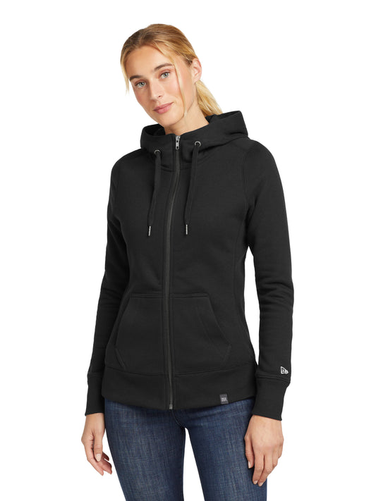 Women's French Terry Full-Zip Hoodie - LNEA502 - Black