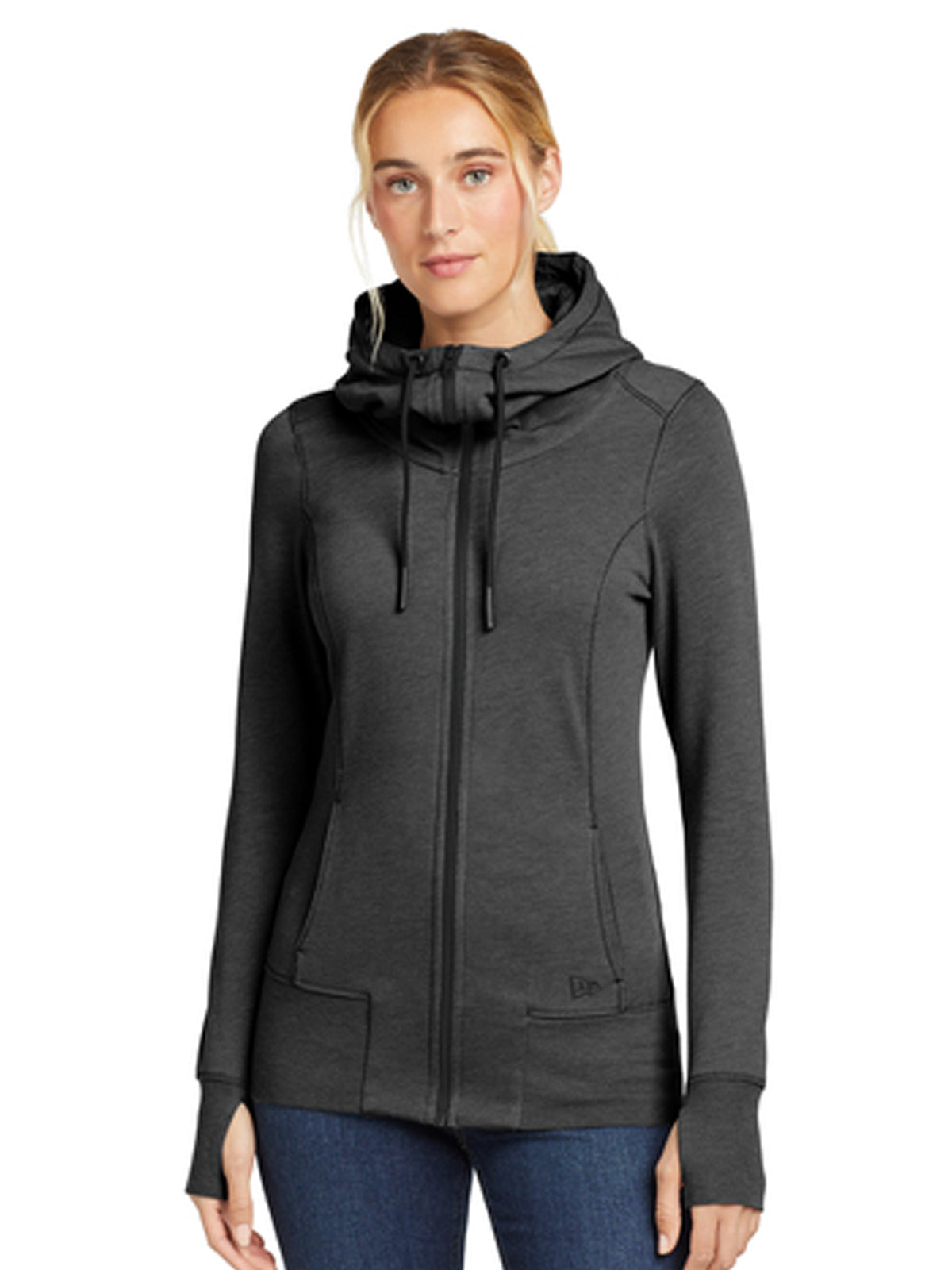 Women's Tri-Blend Fleece Full-Zip Hoodie - LNEA511 - Black Heather