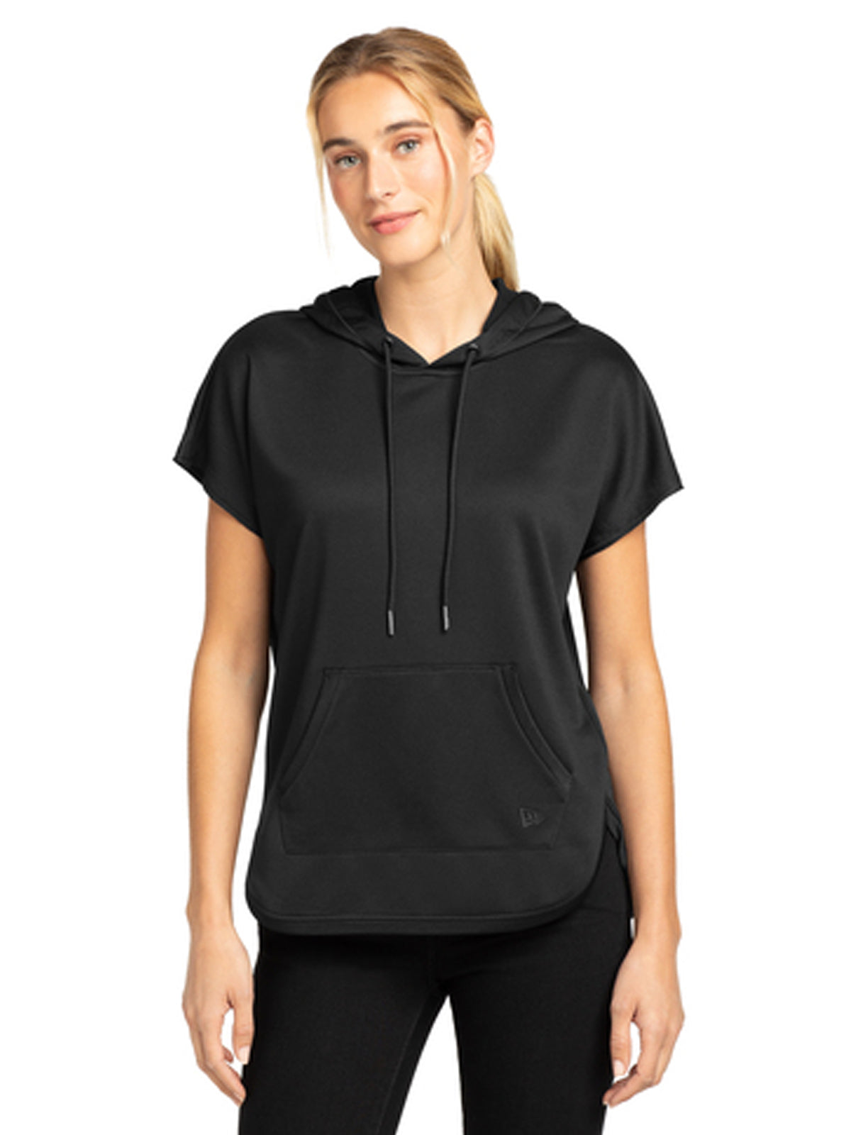 Women's Performance Terry Short Sleeve Hoodie - LNEA533 - Black