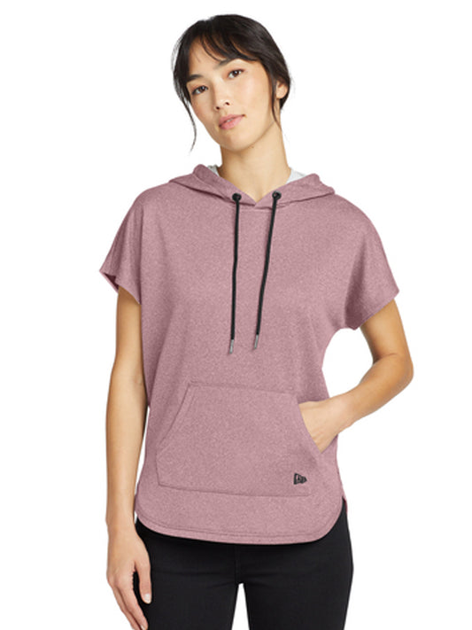 Women's Performance Terry Short Sleeve Hoodie - LNEA533 - Dusty Mauve Heather