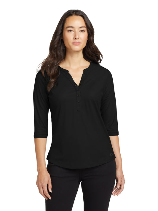 Women's Jewel Henley Shirt - LOG104 - Blacktop