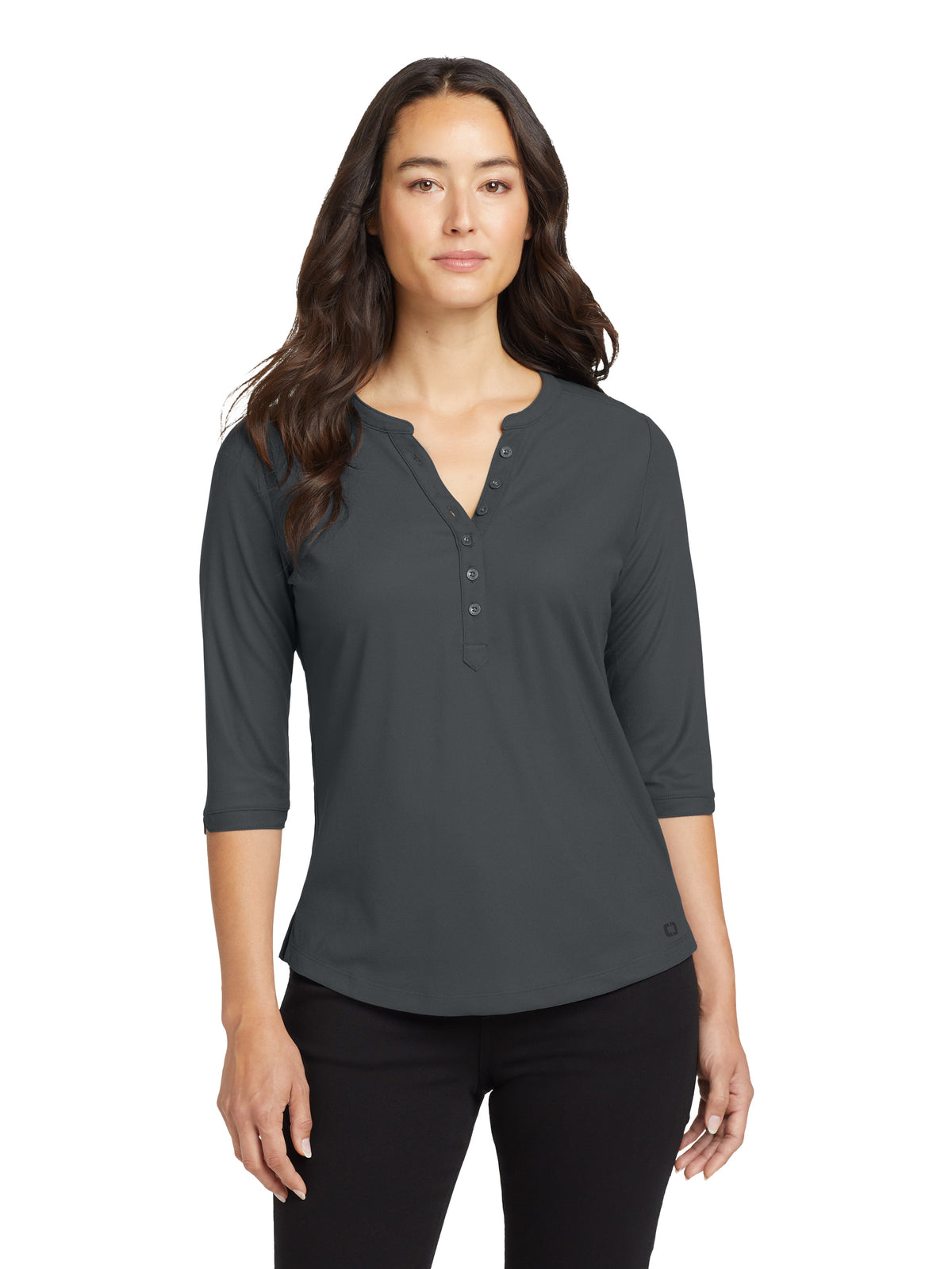 Women's Jewel Henley - LOG104 - Diesel Grey