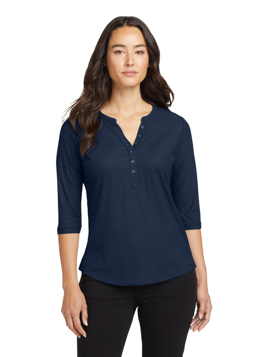 Women's Jewel Henley Shirt - LOG104 - Navy