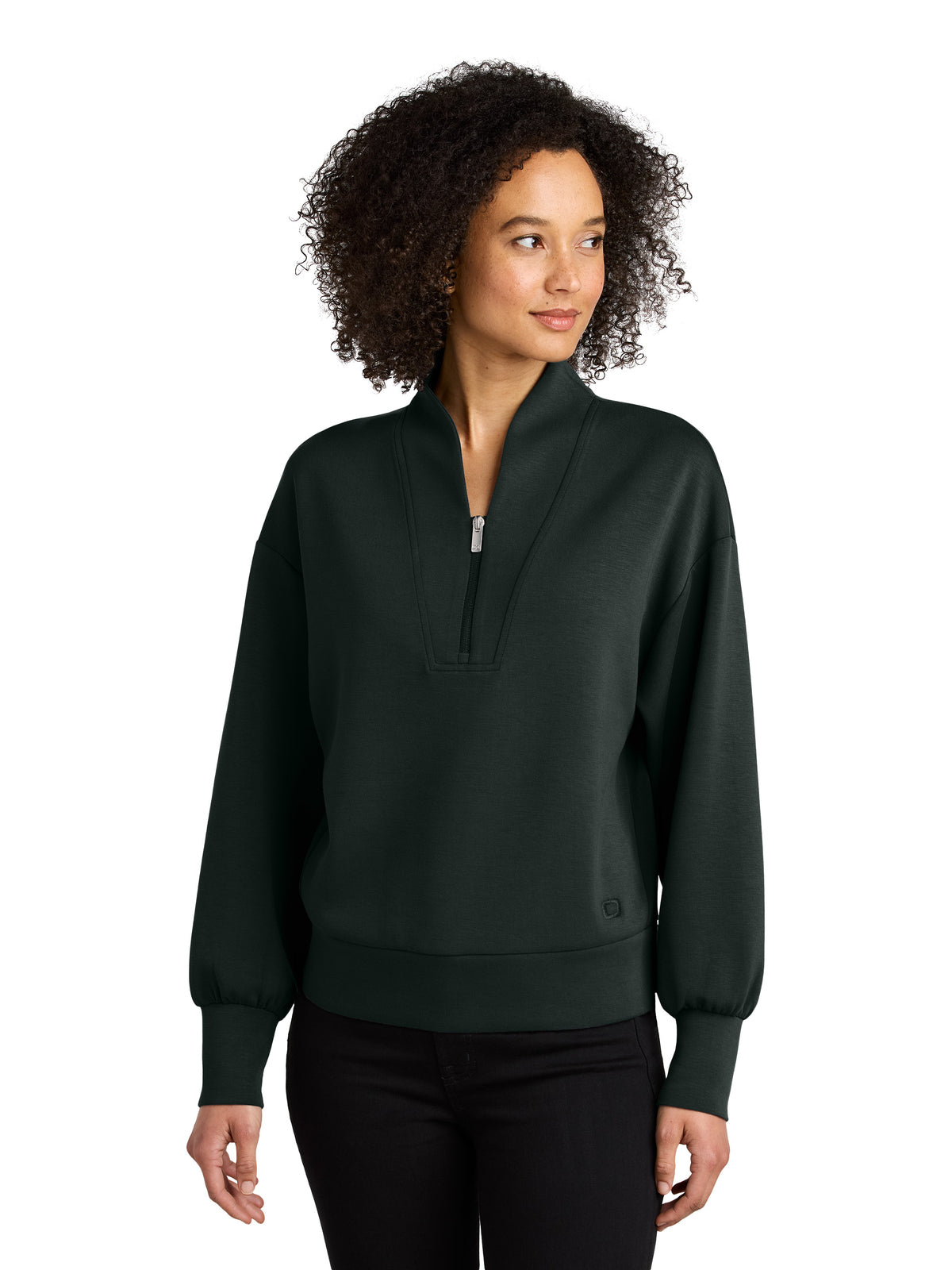 Women's Pocketless 1/4-Zip Sweatshirt - LOG861 - Blacktop