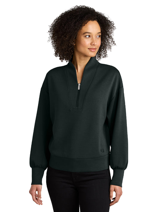 Women's Pocketless 1/4-Zip Sweatshirt - LOG861 - Blacktop