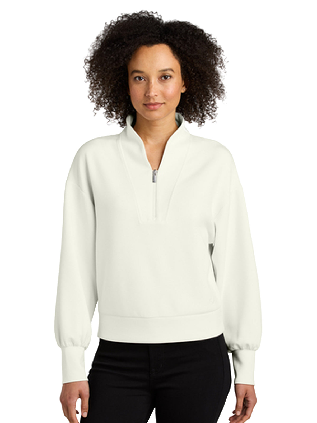 Women's Pocketless 1/4-Zip Sweatshirt - LOG861 - Opal White