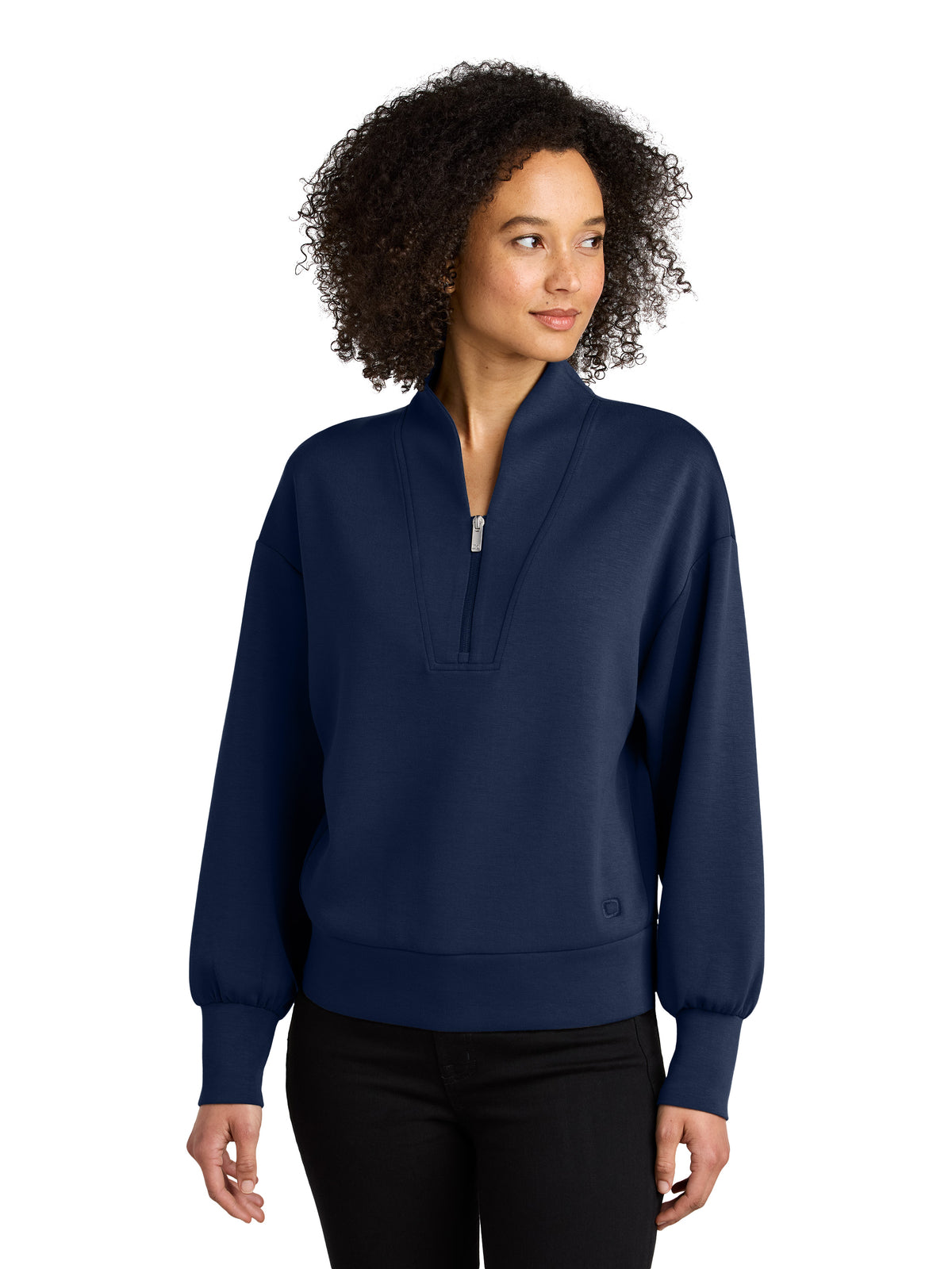 Women's Pocketless 1/4-Zip Sweatshirt - LOG861 - River Blue Navy