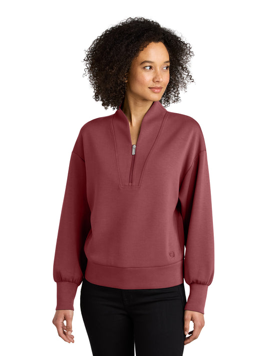 Women's Pocketless 1/4-Zip Sweatshirt - LOG861 - Soft Ruby