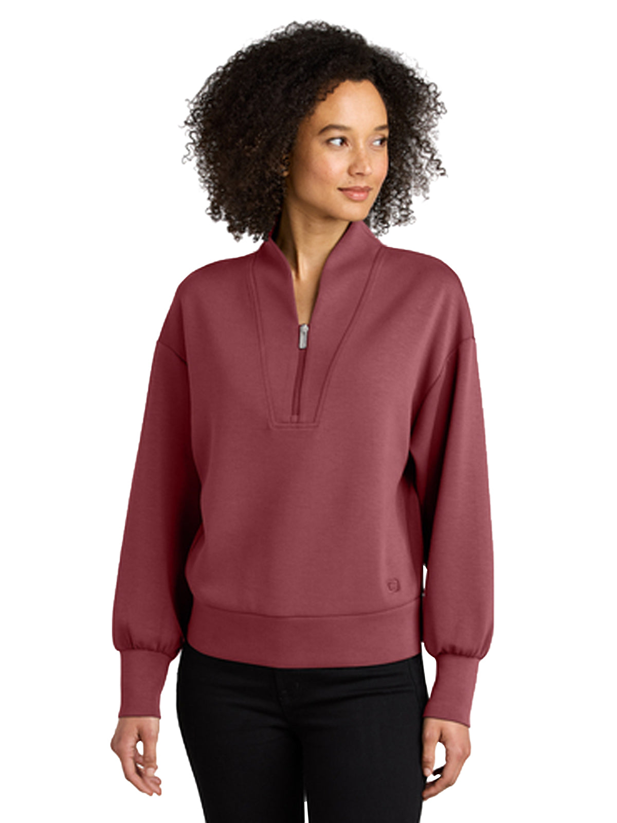 Women's Pocketless 1/4-Zip Sweatshirt - LOG861 - Soft Ruby