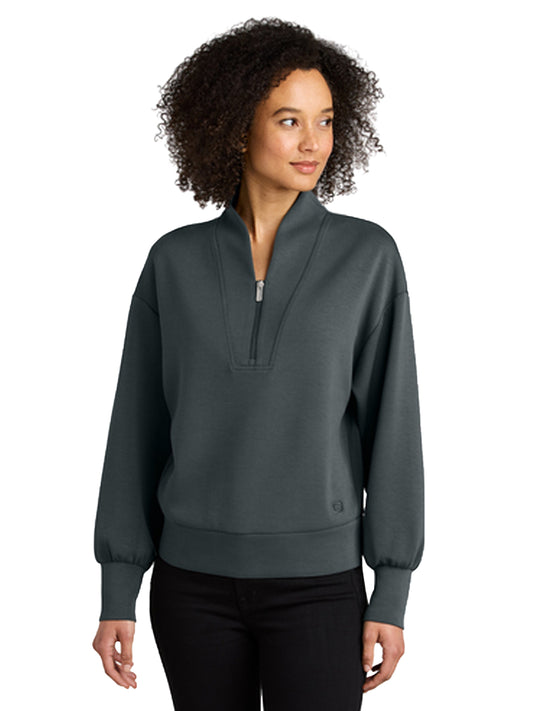 Women's Pocketless 1/4-Zip Sweatshirt - LOG861 - Tarmac Grey