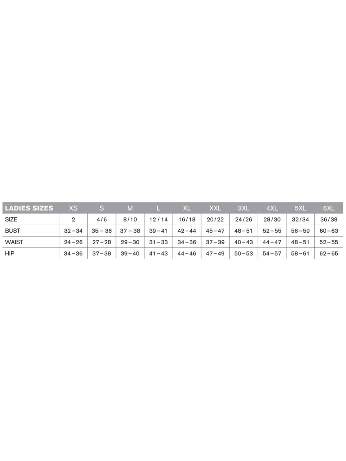 SIZECHART