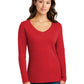 Women's Pocketless Long Sleeve V-Neck Tee - LPC450VLS - Bright Red