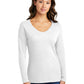 Women's Pocketless Long Sleeve V-Neck Tee - LPC450VLS - White