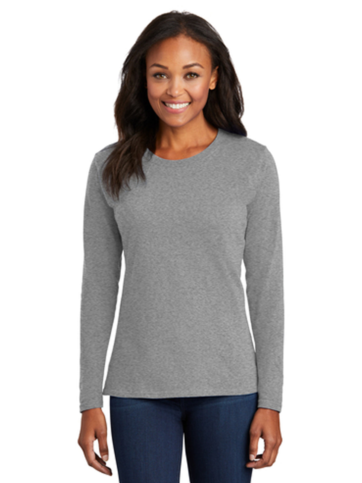Women's Long Sleeve Cotton Tee - LPC54LS - Athletic Heather