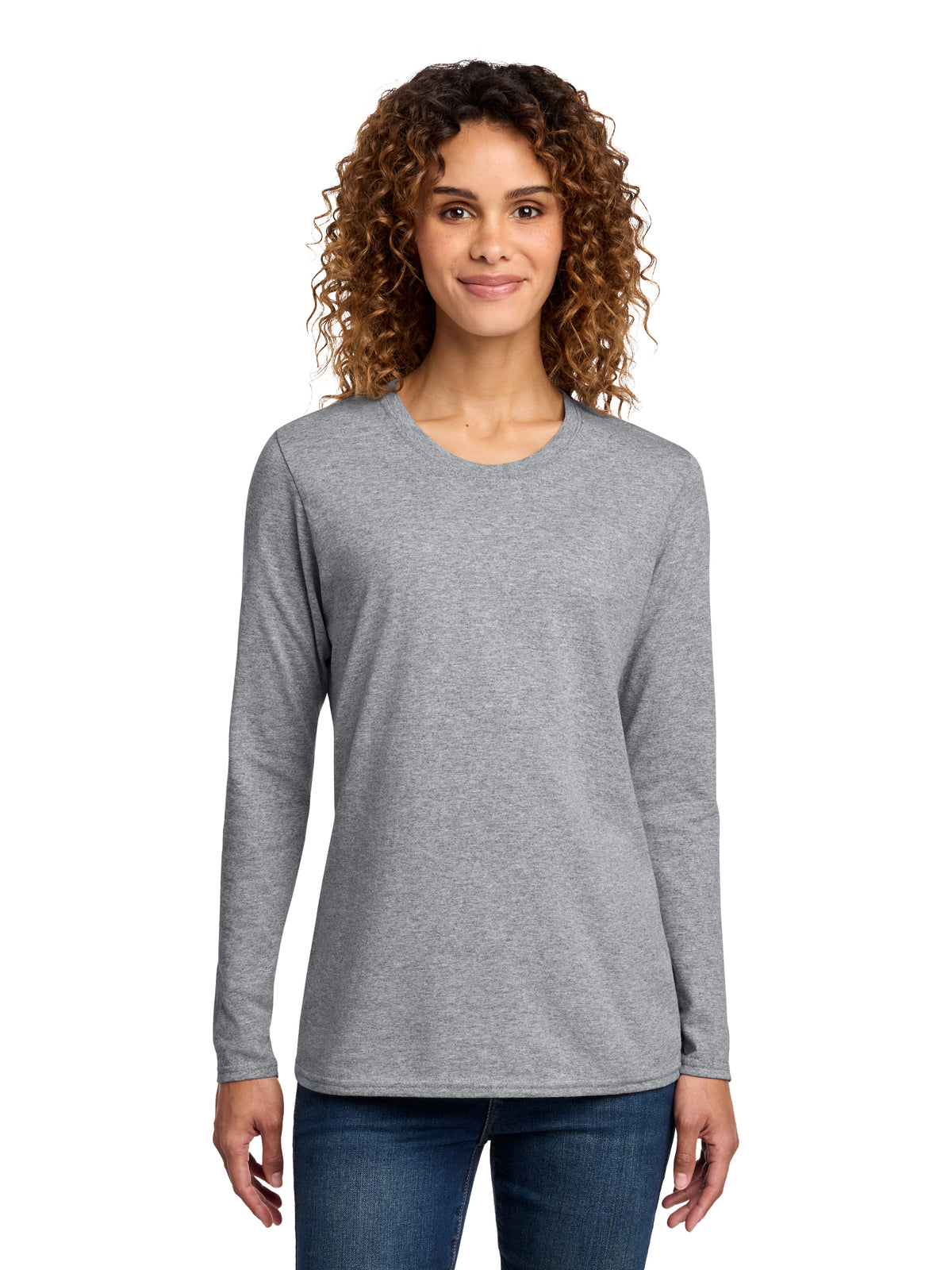 Women's Long Sleeve Cotton Tee - LPC54LS - Athletic Heather