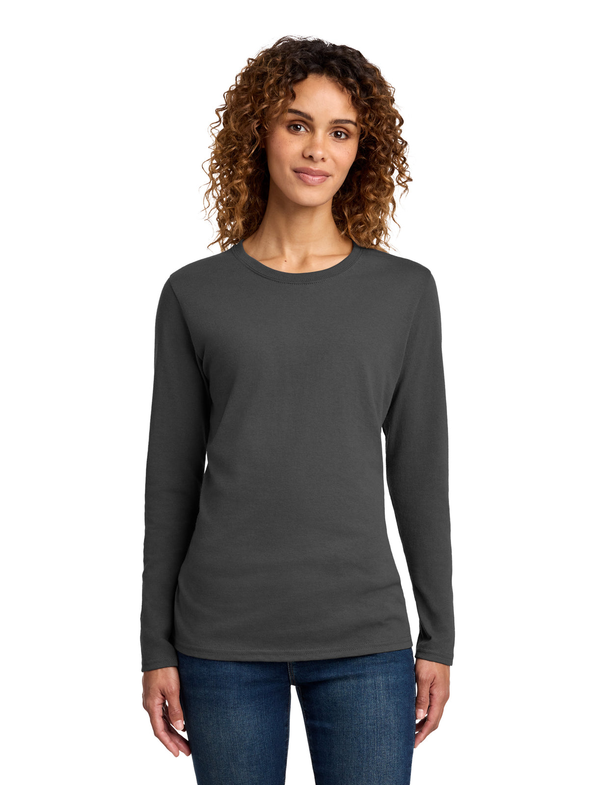 Women's Long Sleeve Cotton Tee - LPC54LS - Charcoal