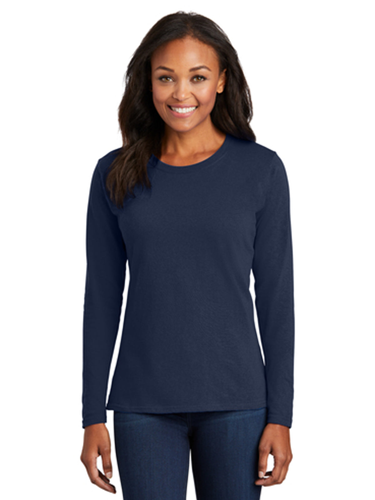 Women's Long Sleeve Cotton Tee - LPC54LS - Navy