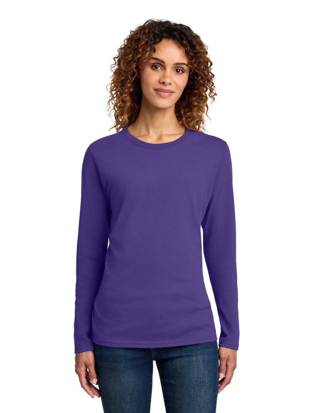 Women's Long Sleeve Cotton Tee - LPC54LS - Purple