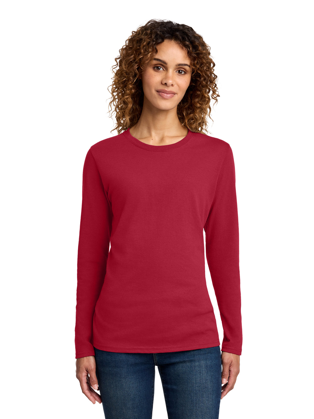 Women's Long Sleeve Cotton Tee - LPC54LS - Red