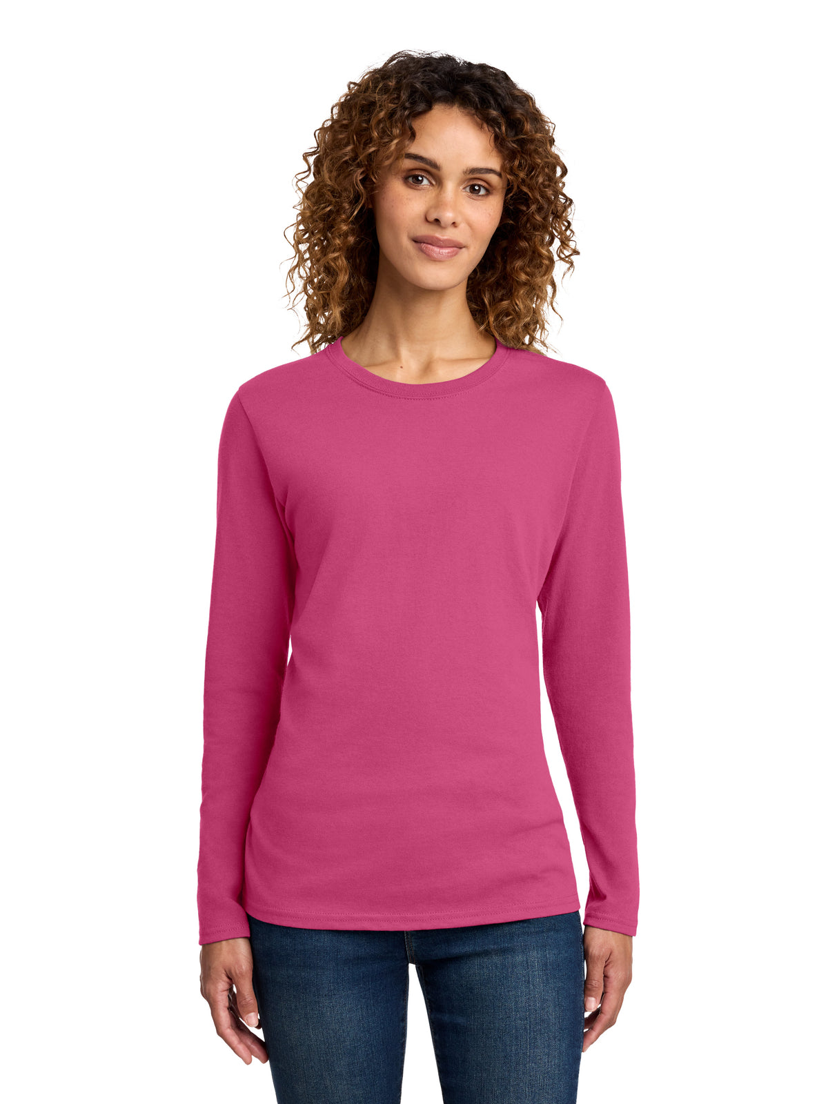 Women's Long Sleeve Cotton Tee - LPC54LS - Sangria