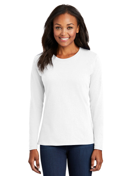 Women's Long Sleeve Cotton Tee - LPC54LS - White